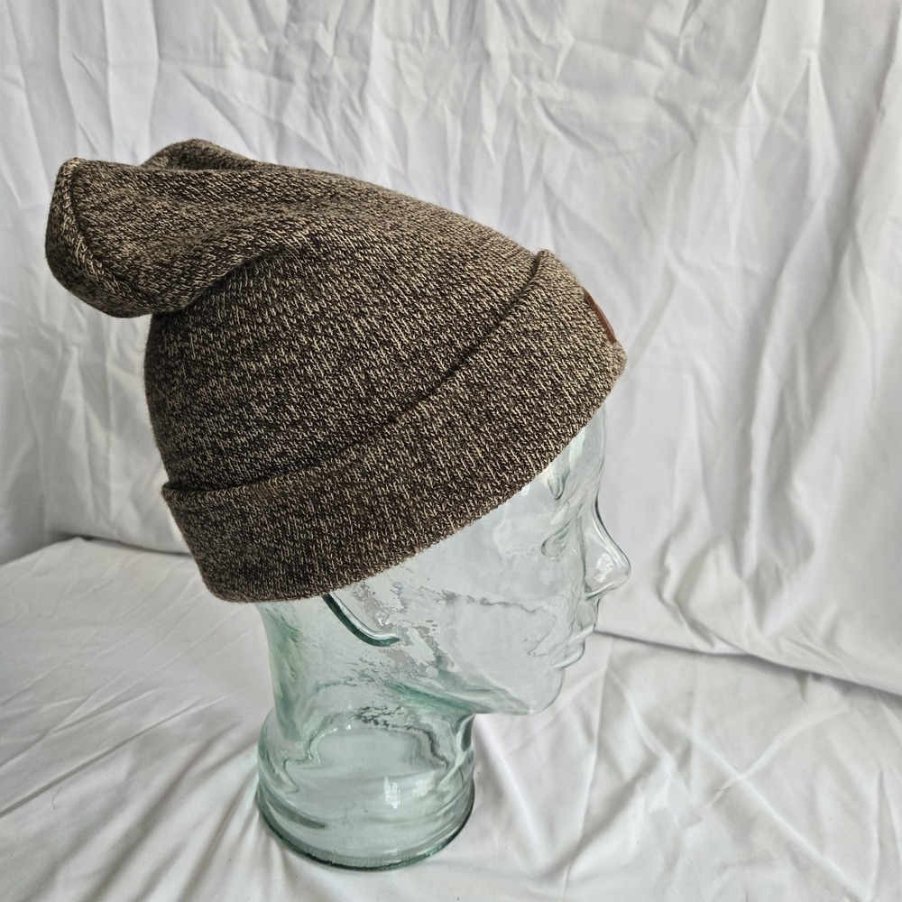 Levi's Brown Solid Knit Cuffed Beanie Hat w/ Logo Patch, One Size Men's - Picture 4 of 5